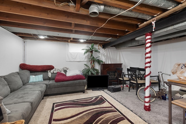 finished basement featuring carpet
