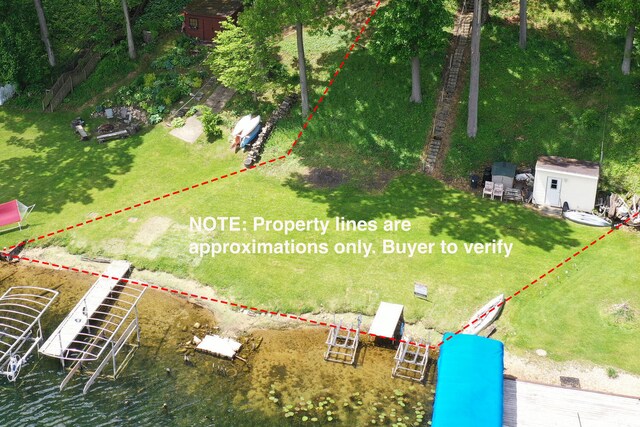 69465 High St, Union, MI 49130 - aerial overview of property's location featuring property boundaries highlighted and a nearby body of water
