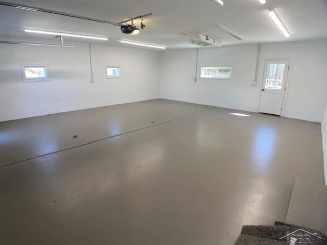 garage with a garage door opener