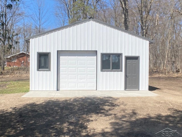 view of detached garage