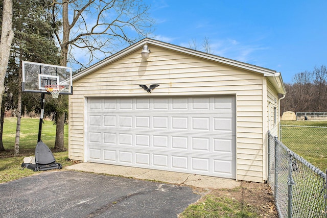 detached garage with fence