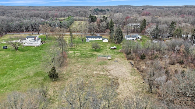 aerial view with a wooded view