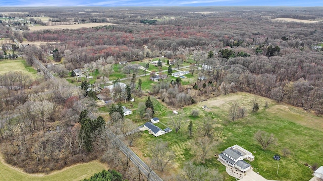 bird's eye view with a view of trees