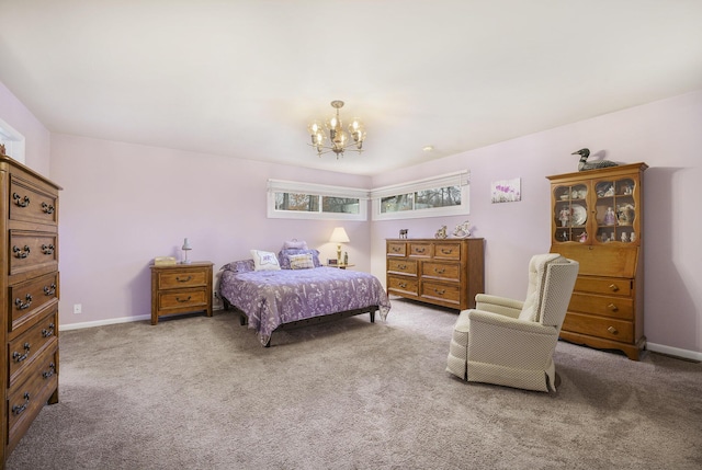 52473 Sheridan Rd, Paw Paw, MI 49079 - carpeted bedroom featuring a chandelier and baseboards