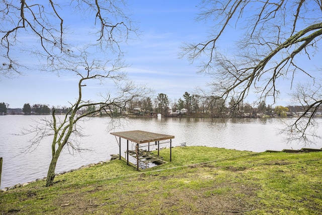 52473 Sheridan Rd, Paw Paw, MI 49079 - dock area featuring a water view and a lawn