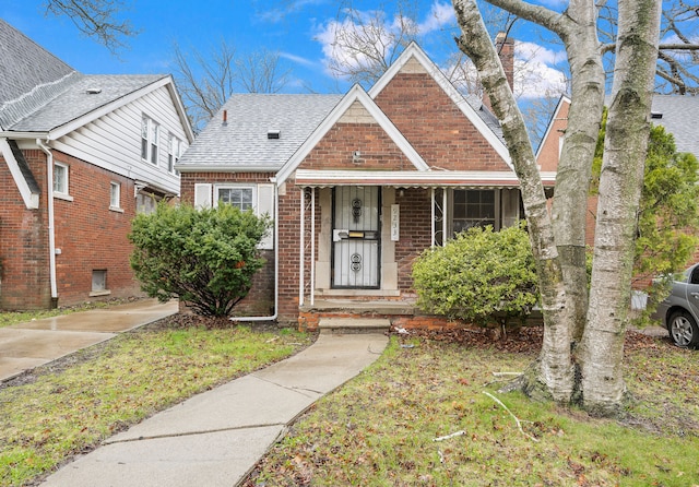 9233 Mckinney St, Detroit, MI 48224 - view of front of property featuring brick siding, roof with shingles, and a chimney