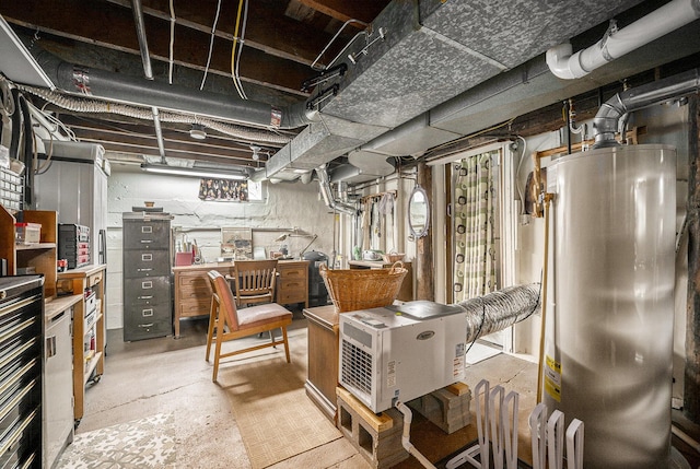 basement with water heater