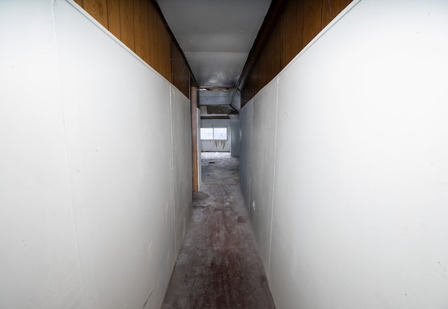 13057 Chelsea St, Detroit, MI 48213 - hallway with unfinished concrete floors