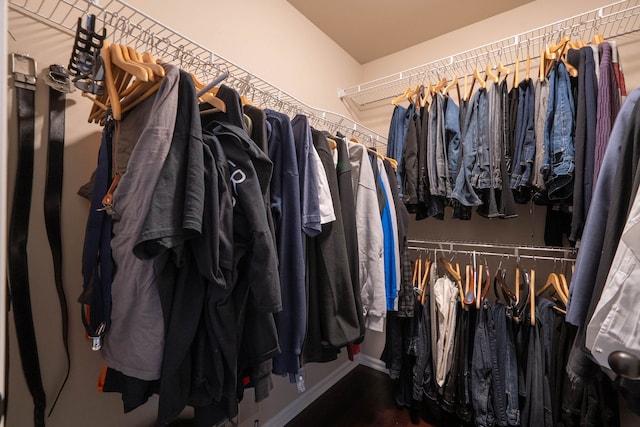 spacious closet with wood finished floors