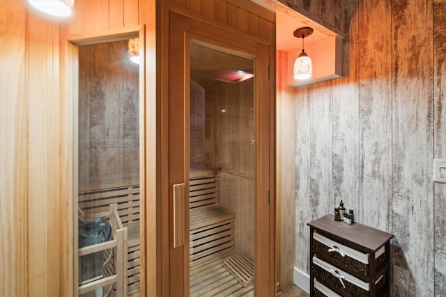 view of sauna