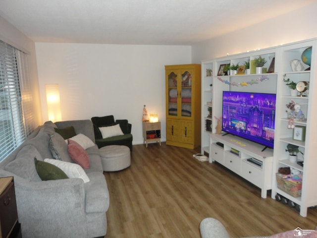 living area with wood finished floors