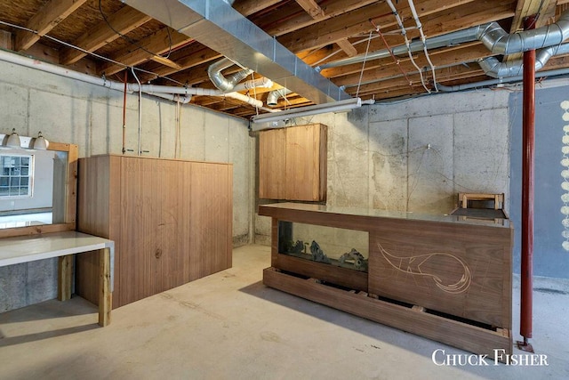 view of unfinished basement