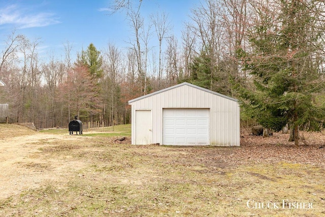 view of detached garage