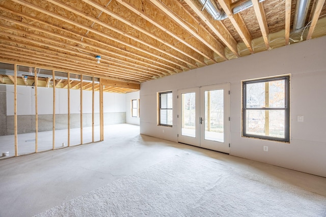 below grade area with french doors