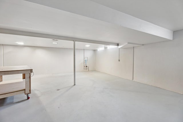 view of finished basement