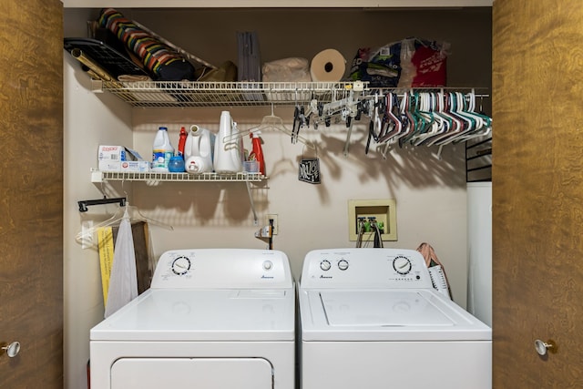 laundry room with washing machine and clothes dryer