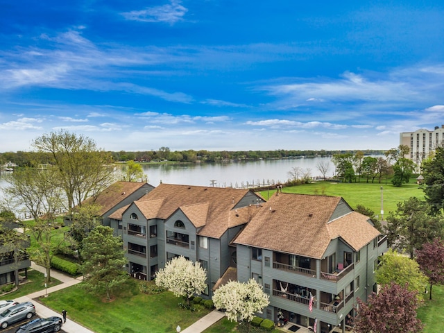 aerial view of a nearby body of water