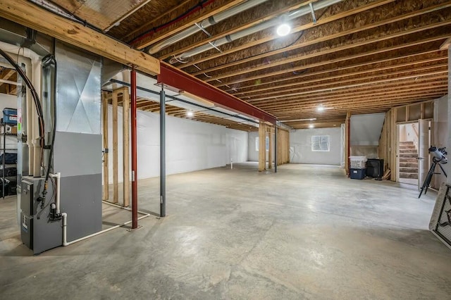unfinished below grade area with heating unit