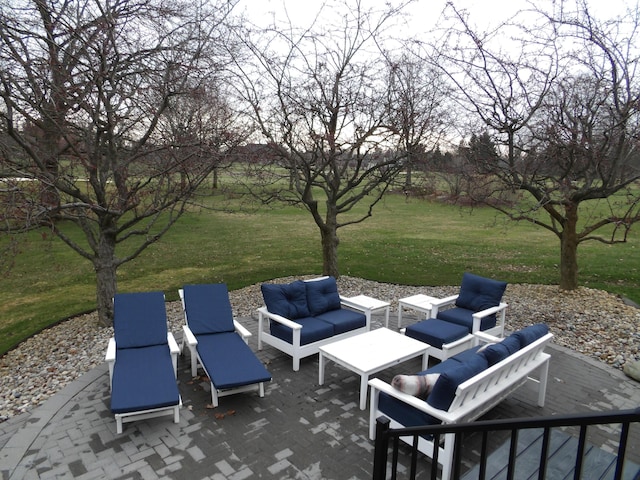 view of patio featuring an outdoor hangout area