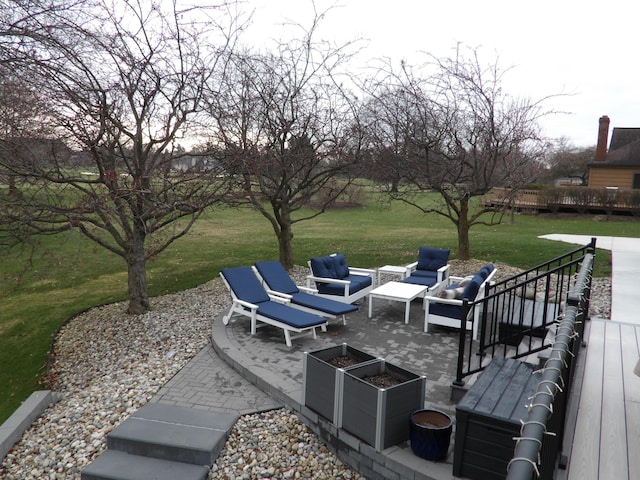 view of patio / terrace featuring a deck and outdoor lounge area