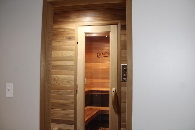view of sauna