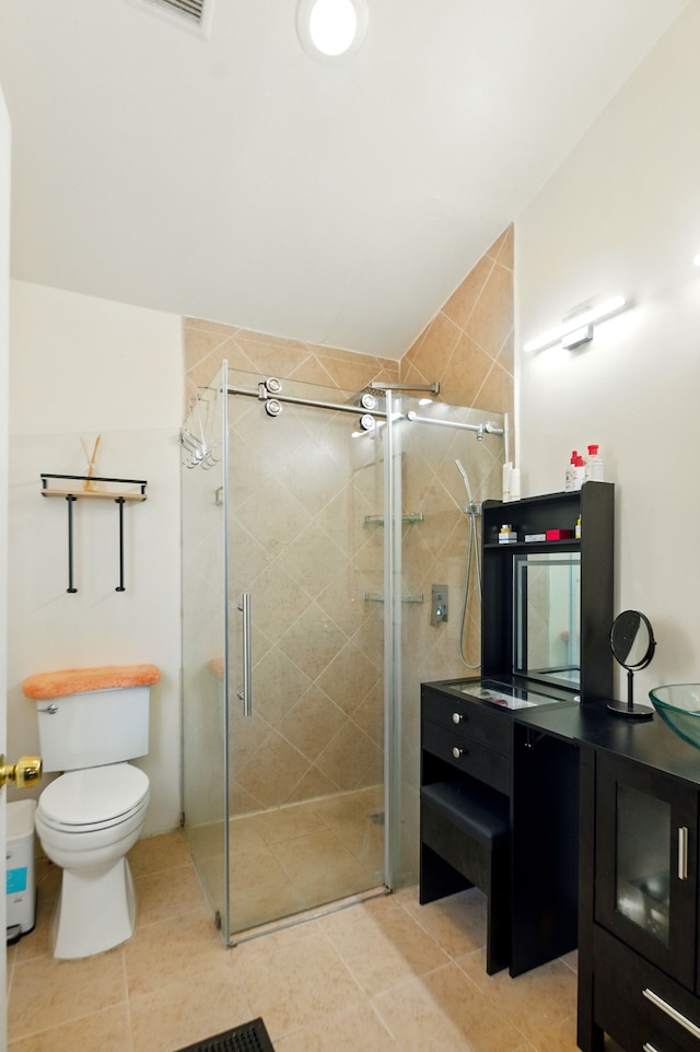 full bath with tile patterned floors and a stall shower