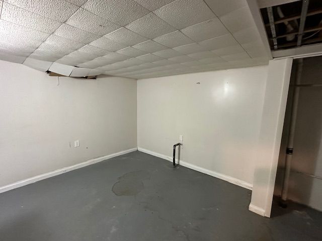 below grade area with baseboards