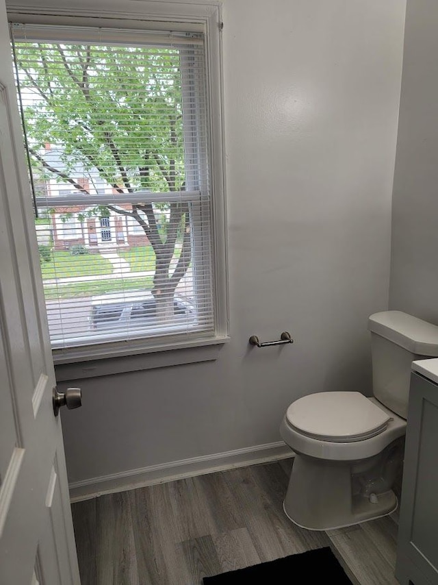 18639 Appoline St, Detroit, MI 48235 - bathroom with toilet, baseboards, wood finished floors, and healthy amount of natural light