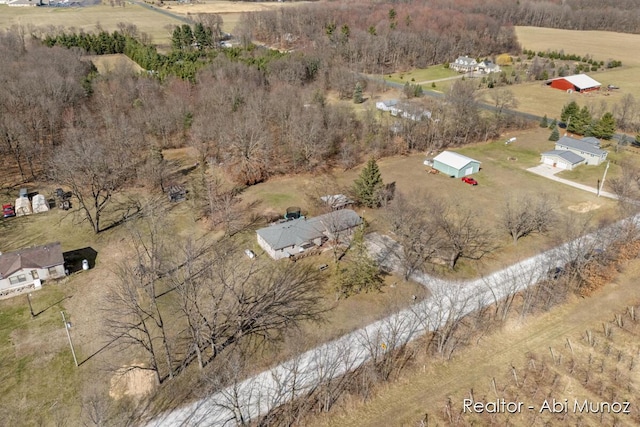 aerial view featuring a rural view