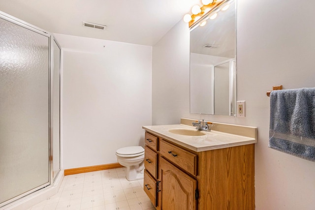 bathroom featuring visible vents, tile patterned floors, and a stall shower