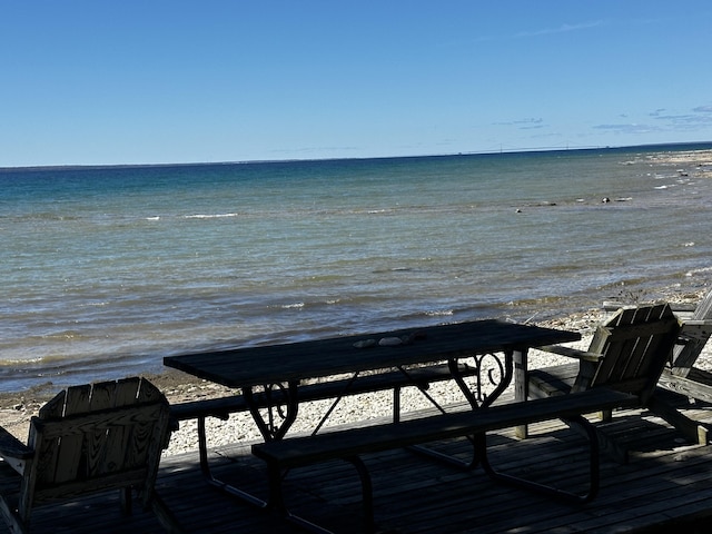 exterior space featuring a beach view