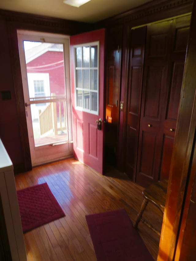 doorway featuring hardwood / wood-style flooring