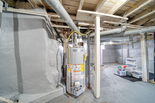 unfinished below grade area with water heater