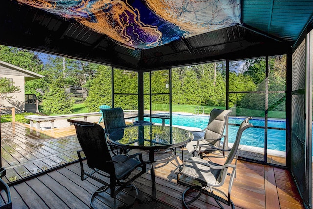 2693 Laurentide Dr, Ann Arbor, MI 48103 - deck with an outdoor pool and outdoor dining space