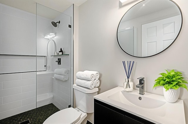 6376 Sterling Dr, Newport, MI 48166 - bathroom with a tile shower, toilet, and vanity