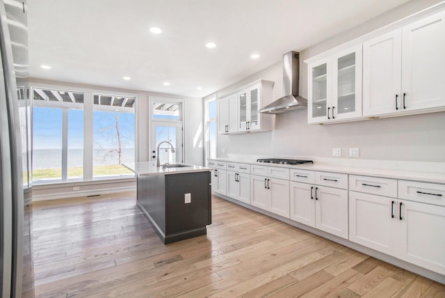 6376 Sterling Dr, Newport, MI 48166 - kitchen featuring plenty of natural light, wall chimney exhaust hood, a sink, and gas stovetop