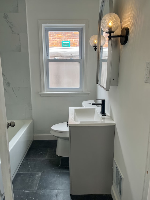 4651 Berkshire St, Detroit, MI 48224 - full bathroom with visible vents, baseboards, vanity, and toilet