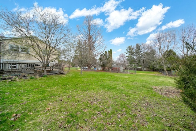 view of yard featuring a deck