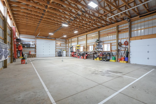 garage featuring a workshop area