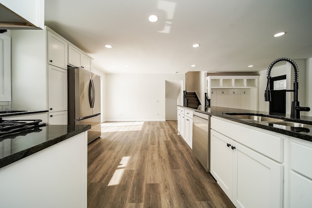 6522 Ellinwood Dr, White Lake, MI 48383 - kitchen with white cabinets, recessed lighting, a sink, and appliances with stainless steel finishes