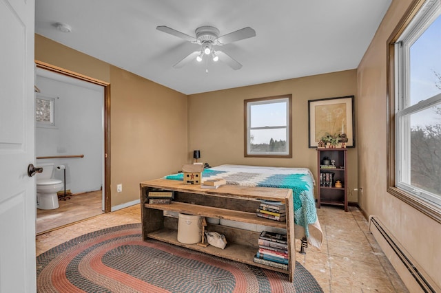6357 Baldwin Rd, Swartz Creek, MI 48473 - interior space with baseboard heating, baseboards, and ceiling fan