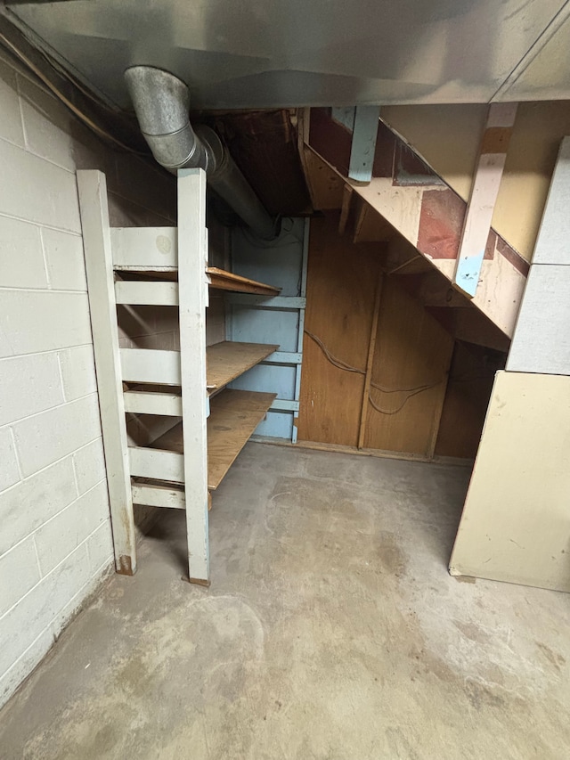 8233 Farrand Rd, Otisville, MI 48463 - unfinished below grade area featuring concrete block wall