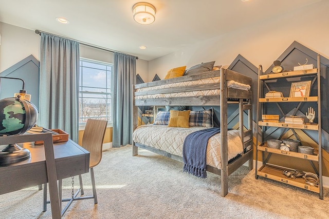 bedroom featuring carpet floors and recessed lighting