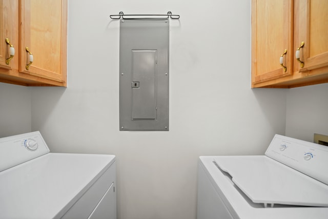10025 Sunrise Dr, Grand Blanc, MI 48439 - washroom featuring independent washer and dryer, electric panel, and cabinet space