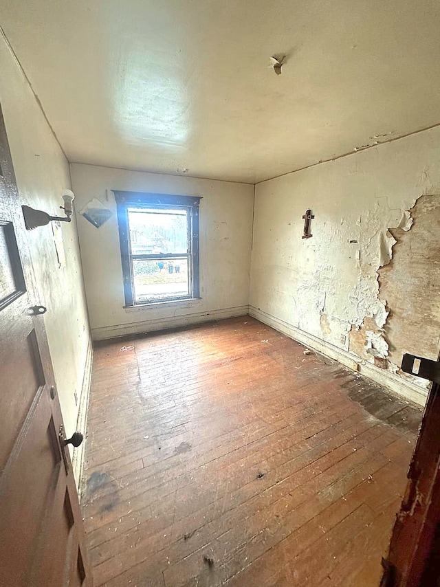 spare room featuring wood-type flooring