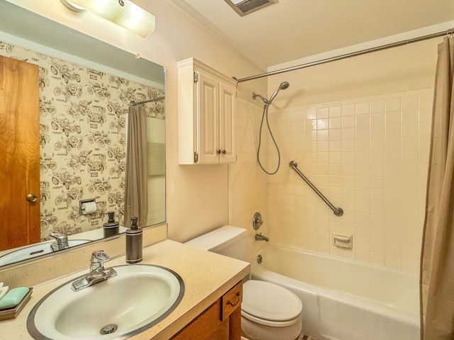 2126 Holly Tree Dr, Davison, MI 48423 - bathroom with toilet, shower / tub combo, and vanity