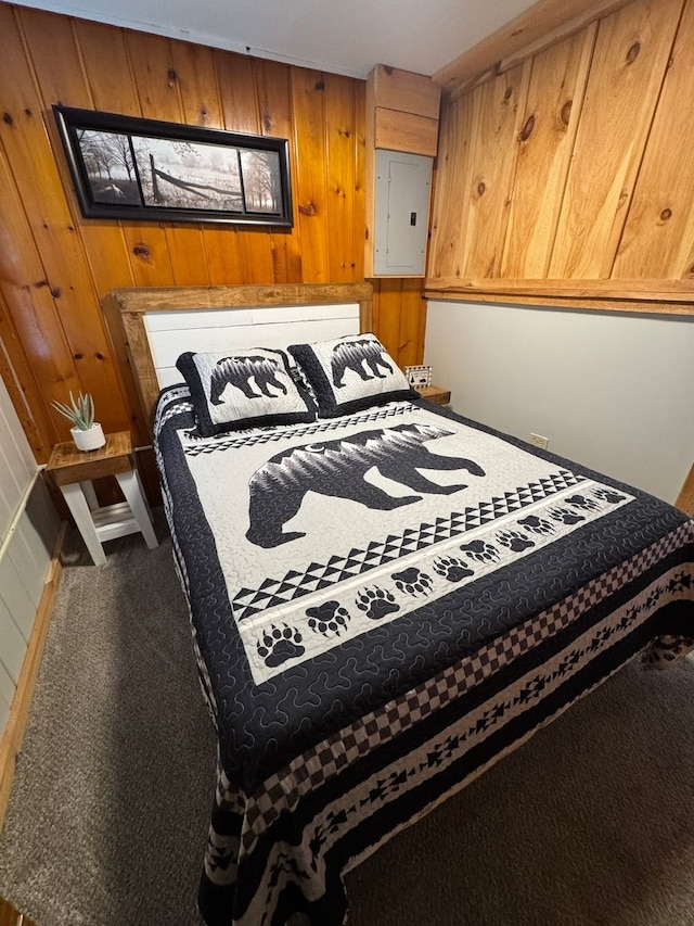 10953 Johnston Blvd, Saint Helen, MI 48656 - carpeted bedroom featuring wooden walls