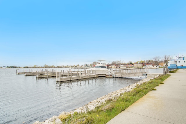 view of dock featuring a water view