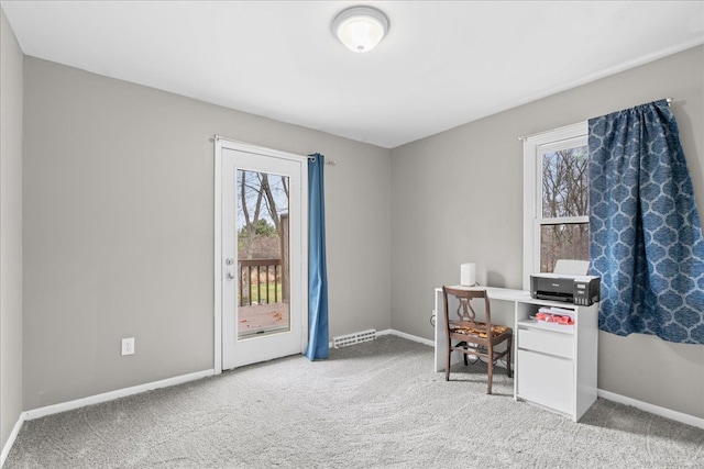 3715 W Hiawatha Dr, Okemos, MI 48864 - carpeted office space featuring visible vents, baseboards, and a healthy amount of sunlight