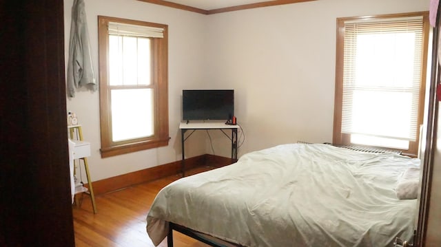 11340 Mccrone Rd, Milan, MI 48160 - bedroom with multiple windows, wood finished floors, ornamental molding, and baseboards